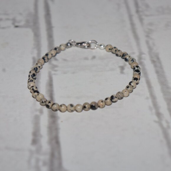 Dalmatian Jasper Beaded Bracelet | 7.5" | Silver Clasp | Natural Stone | NWoT - Picture 4 of 5